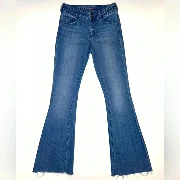 Kendall & Kylie Denim - Kendall & Kylie Braided Belt High Waisted Flare Jeans Size- 5